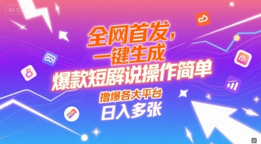 全网首发，一键生成爆款短剧解说操作简单，撸爆各大平台，日入多张-一米多聚合推